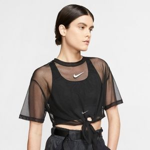 Nike Mesh Crop Tie Top NWT